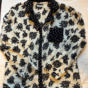 Floral Black and White Fleece Pajama set
